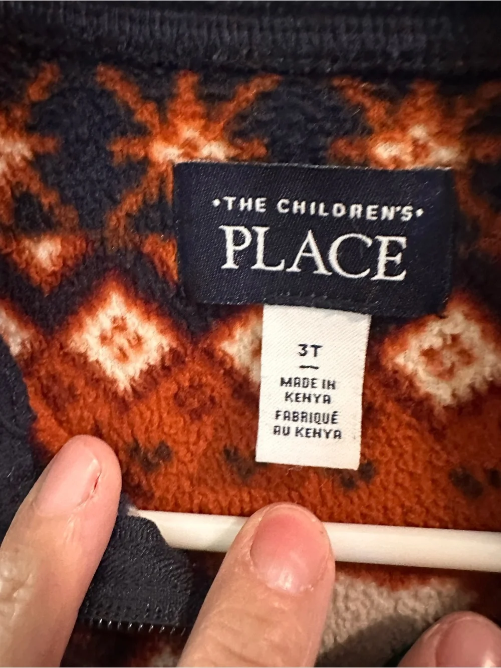 The Children's Place Rust & Navy Patterned Fleece Pullover